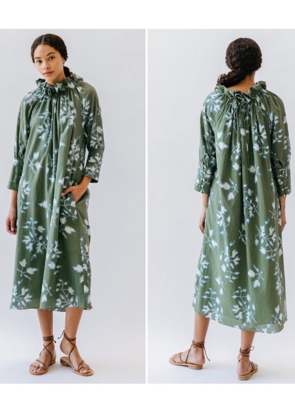 Mirth Fig Leaf Vienna Dress Cotton Floral Midi Size small